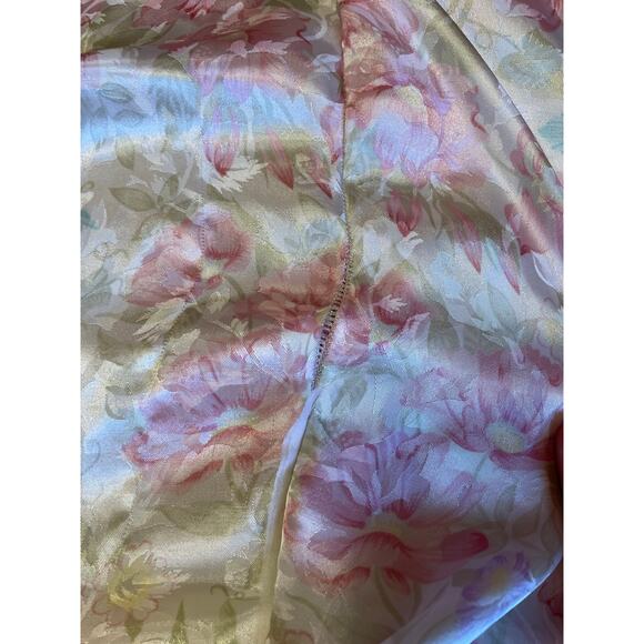 VTG Robinson’s Pink & Blue Floral Silky V Neck Long MuMu Grandma Nightgown Large - Picture 10 of 12